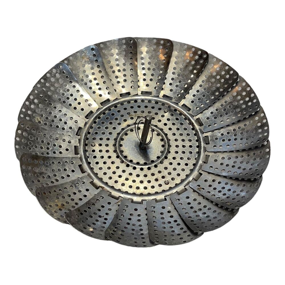 Vintage Foldable Stainless Steel Cooking Food Strainer Steamer Basket - Picture 3 of 6